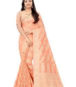 Lucknowi Chikankari Cotton Blend Woven Sarees For With Blouse