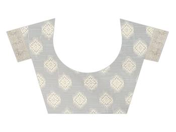 Lucknowi Chikankari Linen Cotton Blend Woven Sarees For With Blouse 5