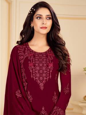 Maroon embroidered georgette salwar 2