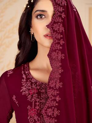 Maroon embroidered georgette salwar 3