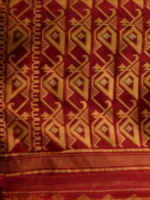 Dark Red And Yellow Handwoven Silk Cotton Jamdani Saree With Woven Designs Without Blouse 5