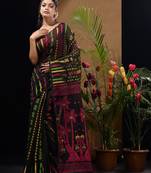 Black Silk Cotton Handwoven Jamdani Saree With Woven Designs Without Blouse