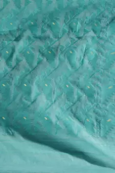 Sky Blue Silk Cotton Handwoven Jamdani Saree With Woven Chevron Designs Without Blouse
