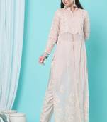 Peach Embroidered Faux Georgette Salwar Free size full stitched Up To 42" Size