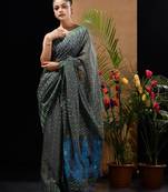 Grey Silk Cotton Handwoven Jamdani Saree With Woven Buttas And Ethnic Designs Without Blouse