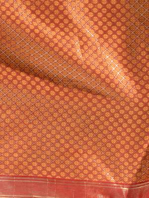 Red Silk Cotton Handwoven Jamdani Saree With Woven Patterns And Zari Pallu Without Blouse 5