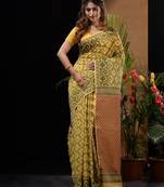 Yellow Silk Cotton Handwoven Jamdani Saree With Woven Patterns And Zari Pallu Without Blouse