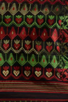 Black Silk Cotton Handwoven Jamdani Saree With Ethnic And Floral Designs Without Blouse