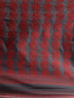 Grey And Red Silk Cotton Handwoven Jamdani Saree With Floral And Paisley Designs Without Blouse 5