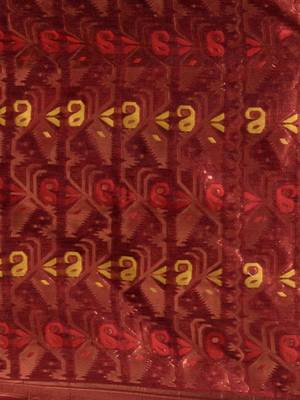 Black And Red Silk Cotton Handwoven Jamdani Saree With Zari Woven Designs And Patterns 5