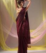 Maroon Cotton Handspun Soft Saree With Pompom