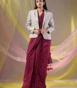 Fuchsia Cotton Handspun Soft Saree With Pompom