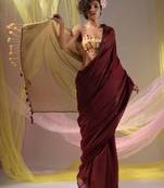 Maroon Cotton Handspun Soft Saree With Contrast Beige Pallu