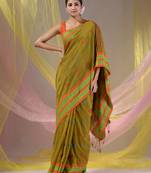 Mustard Cotton Handspun Soft Saree With Nakshi Border