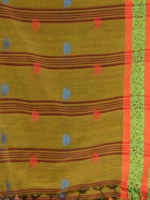 Mustard Cotton Handspun Soft Saree With Nakshi Border 5