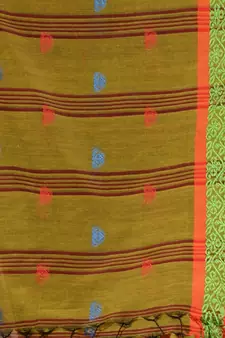 Mustard Cotton Handspun Soft Saree With Nakshi Border