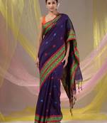 Purple Cotton Handspun Soft Saree With Nakshi Border