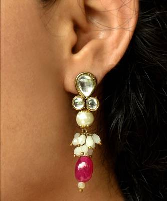 Red Stone Drop Earrings 1