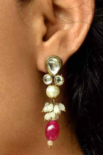 Red Stone Drop Earrings