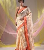 Cream Silk Matka Soft Saree With Paisley Motifs
