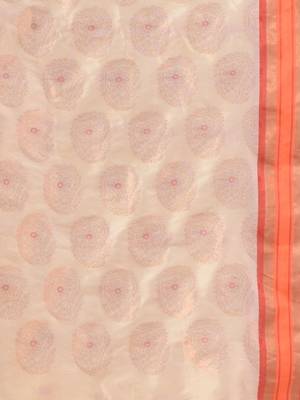 Cream Silk Matka Soft Saree With Paisley Motifs 5