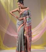 Grey Silk Matka Soft Saree With Nakshi Pallu