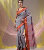 Shark Grey Silk Matka Soft Saree With Nakshi Pallu