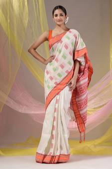 Off White Silk Matka Soft Saree With Nakshi Pallu