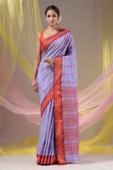Lavender Silk Matka Soft Saree With Nakshi Pallu