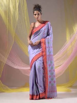 Lavender Silk Matka Soft Saree With Textured Pallu 1