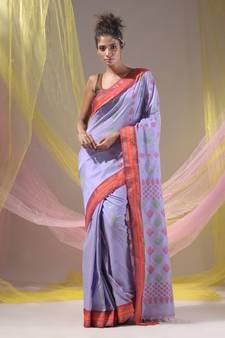Lavender Silk Matka Soft Saree With Textured Pallu