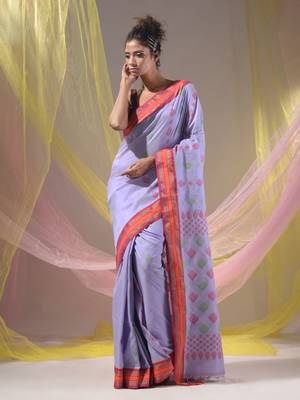 Lavender Silk Matka Soft Saree With Textured Pallu 2