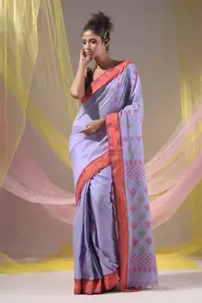 Lavender Silk Matka Soft Saree With Textured Pallu