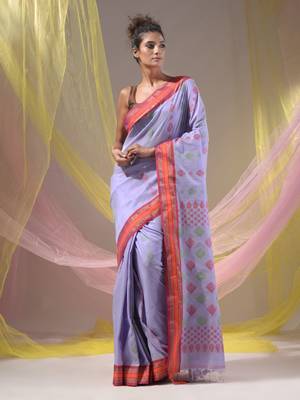 Lavender Silk Matka Soft Saree With Textured Pallu 3