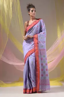 Lavender Silk Matka Soft Saree With Textured Pallu