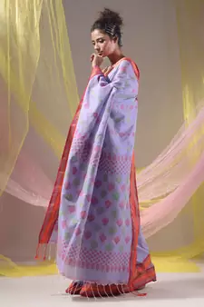 Lavender Silk Matka Soft Saree With Textured Pallu