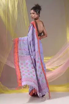 Lavender Silk Matka Soft Saree With Textured Pallu
