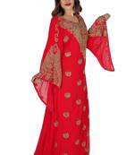 Multicolor embroidered georgette long-kurtis