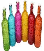 Water/ Milk Transparent Glass Colorful Bottle With Lid Set Of 6 1000 Ml