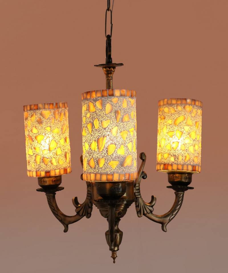 Ceiling Chandelier With Decorative Glass Lamp Shade Designer Lighting Effect