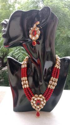 RozMili Kundan Red necklaces set 2