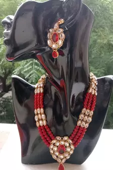 RozMili Kundan Red necklaces set
