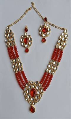 RozMili Kundan Red necklaces set 3