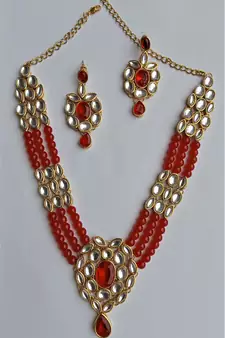 RozMili Kundan Red necklaces set