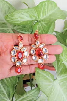 RozMili Kundan Red necklaces set