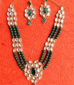 RozMili Kundan Green necklaces set