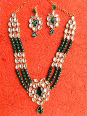 RozMili Kundan Green necklaces set 2