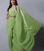Girlish And Pista Saree With Fancy Party Looks