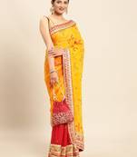 Red woven pure silk saree with blouse