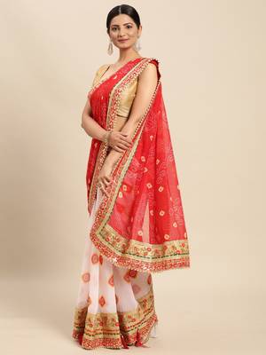 White woven pure silk saree with blouse 1